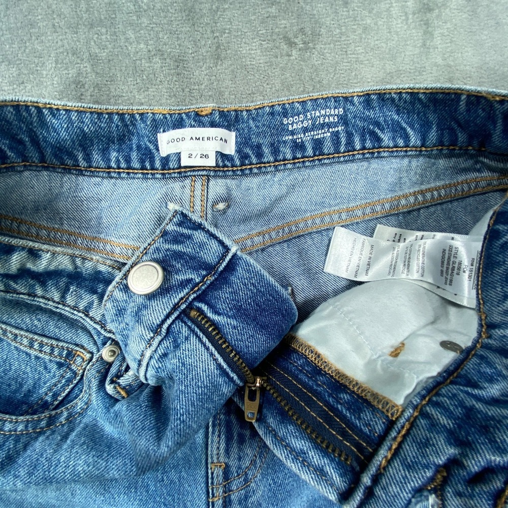 Good American Jeans Womens 2 26 Baggy Low Rise Wide Leg Straight Standard NEW - Picture 3 of 9